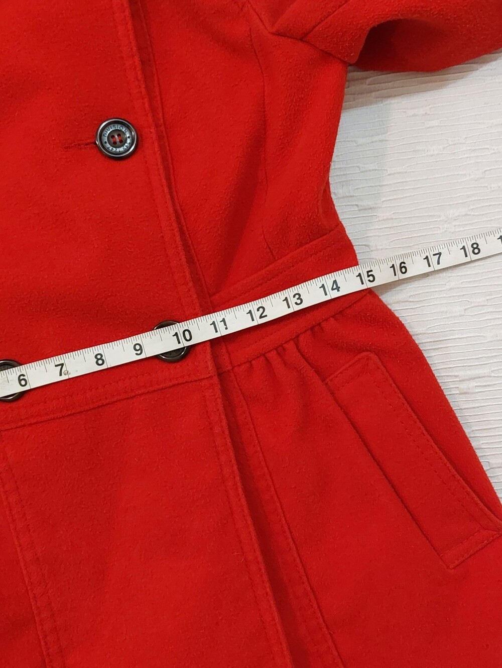 Y2K H&M Divided Red Double-Breasted Pea Coat with Peter Pan Collar Size 6 - Picture 9 of 10